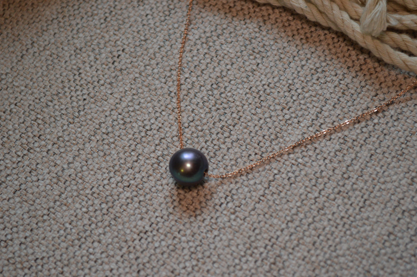 Peacock Freshwater Pearl on 18” Chain w/ Adjustable Slide Bead