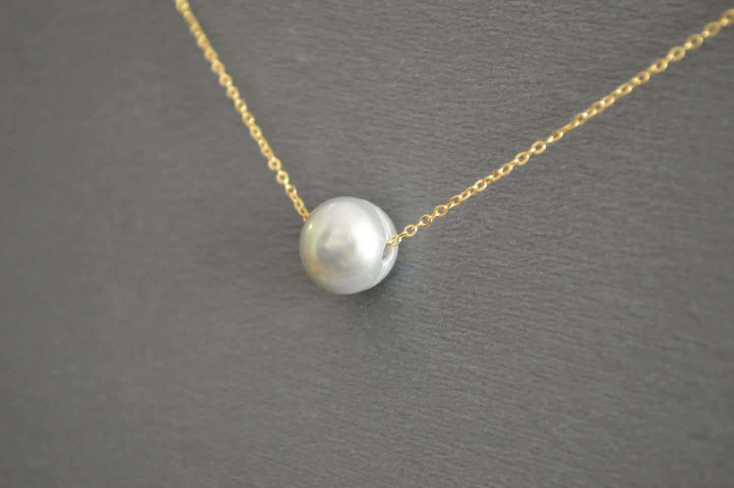 Light Gray Freshwater Pearl on 18” Chain w/ Adjustable Slide Bead