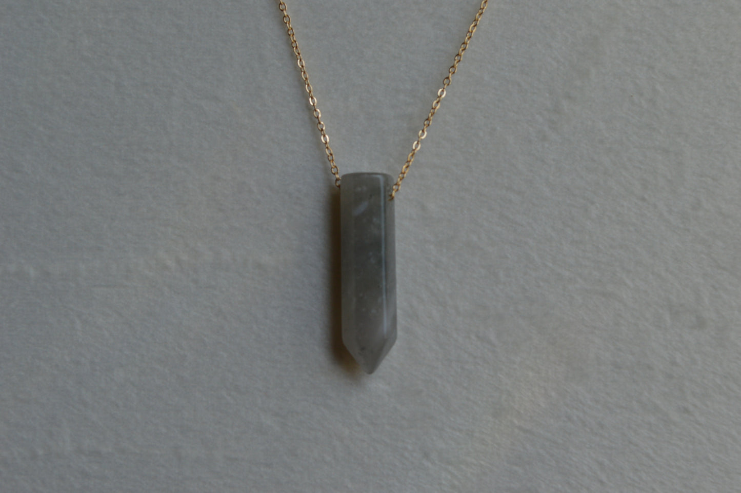 African Grey Bloodstone Crystal Bullet Point 18” Necklace w/ Adjustable Slide Bead