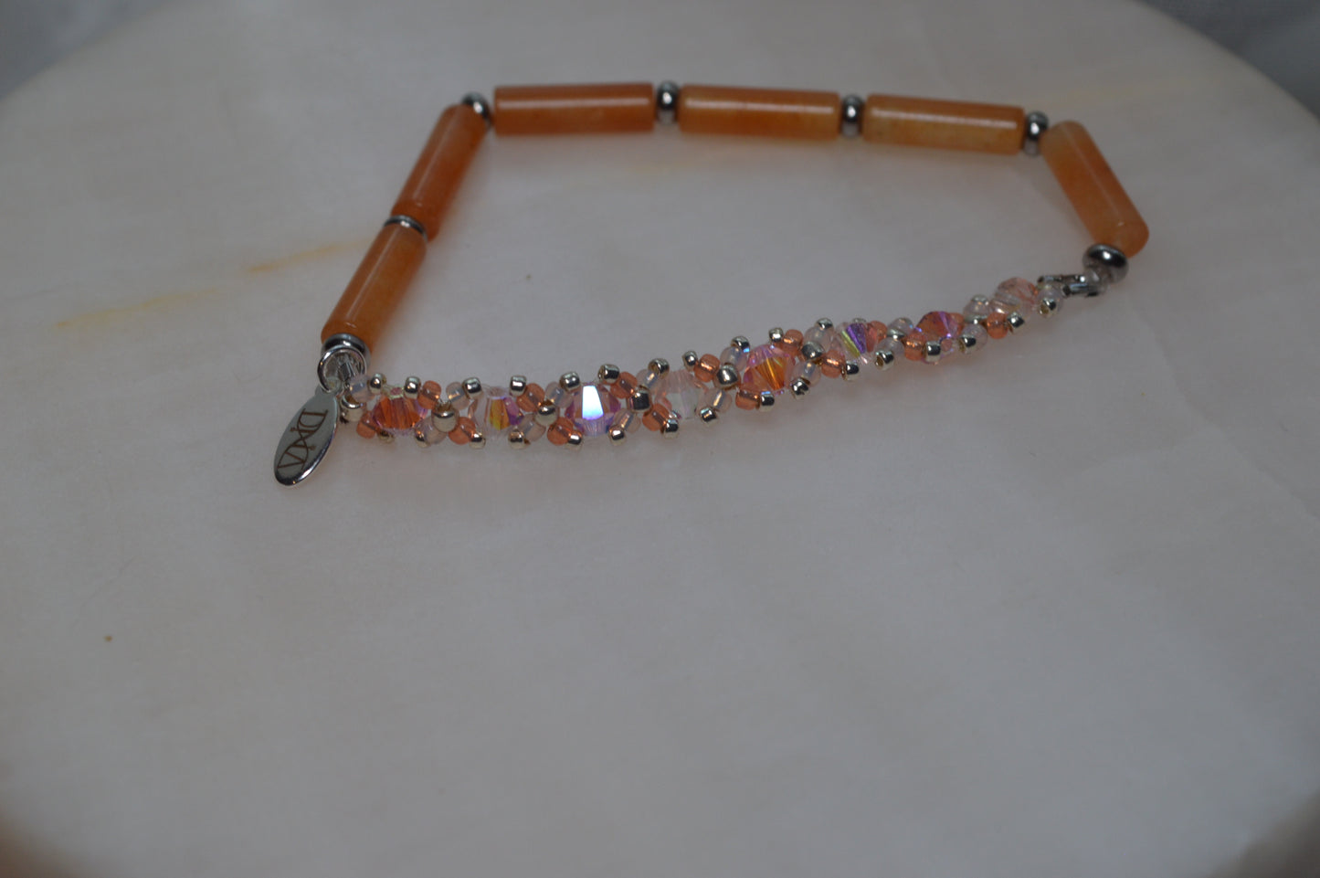 Red Aventurine Half Stretch Silver Bracelet