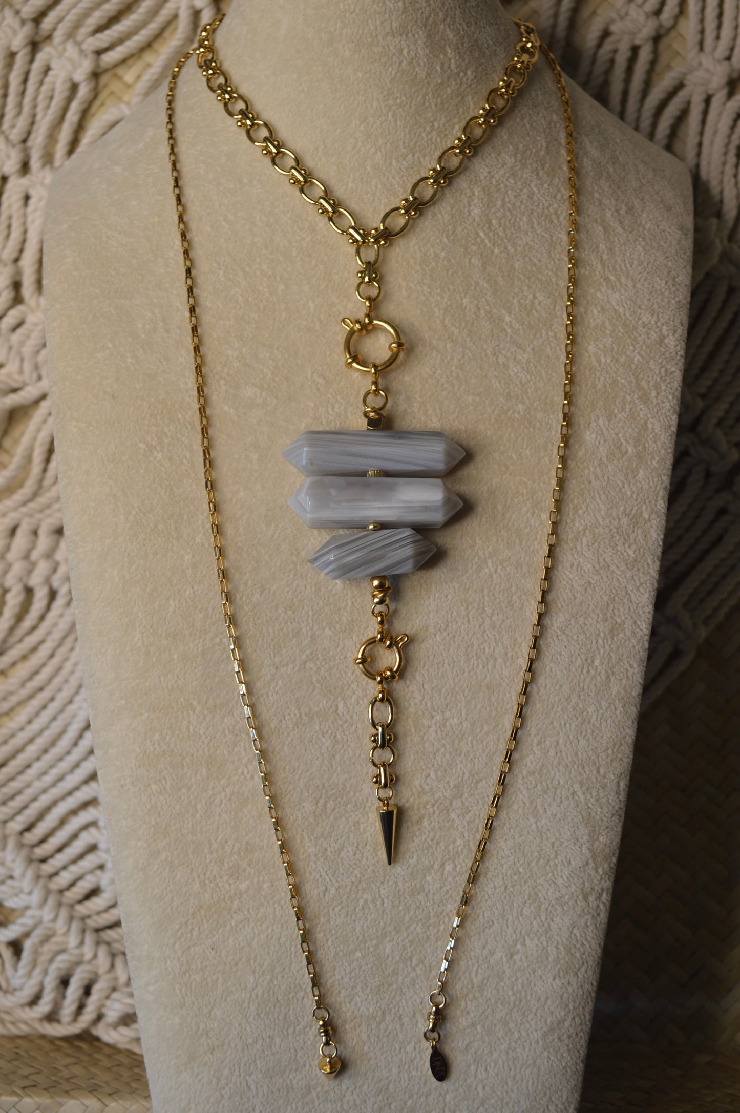 Botswana Cloud Verti Lariat Slide Adjustable 40" Necklace