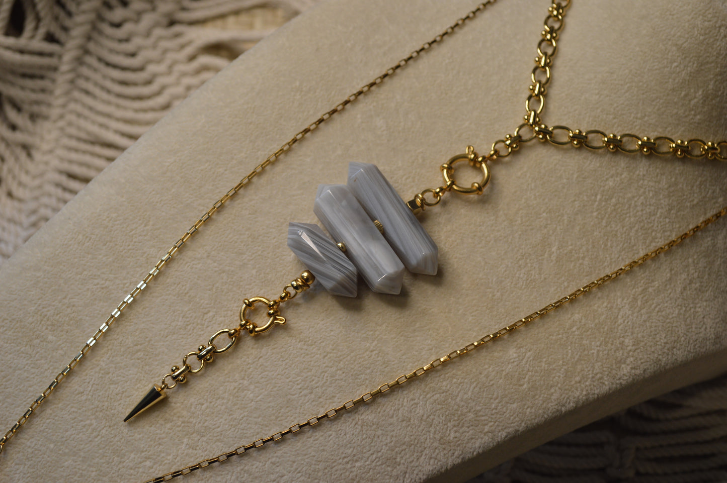 Botswana Cloud Verti Lariat Slide Adjustable 40" Necklace