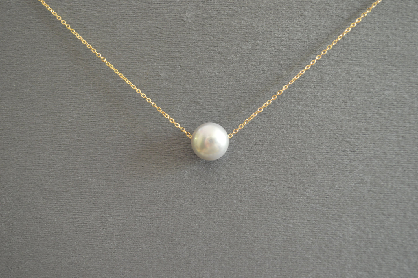 Light Gray Freshwater Pearl on 18” Chain w/ Adjustable Slide Bead