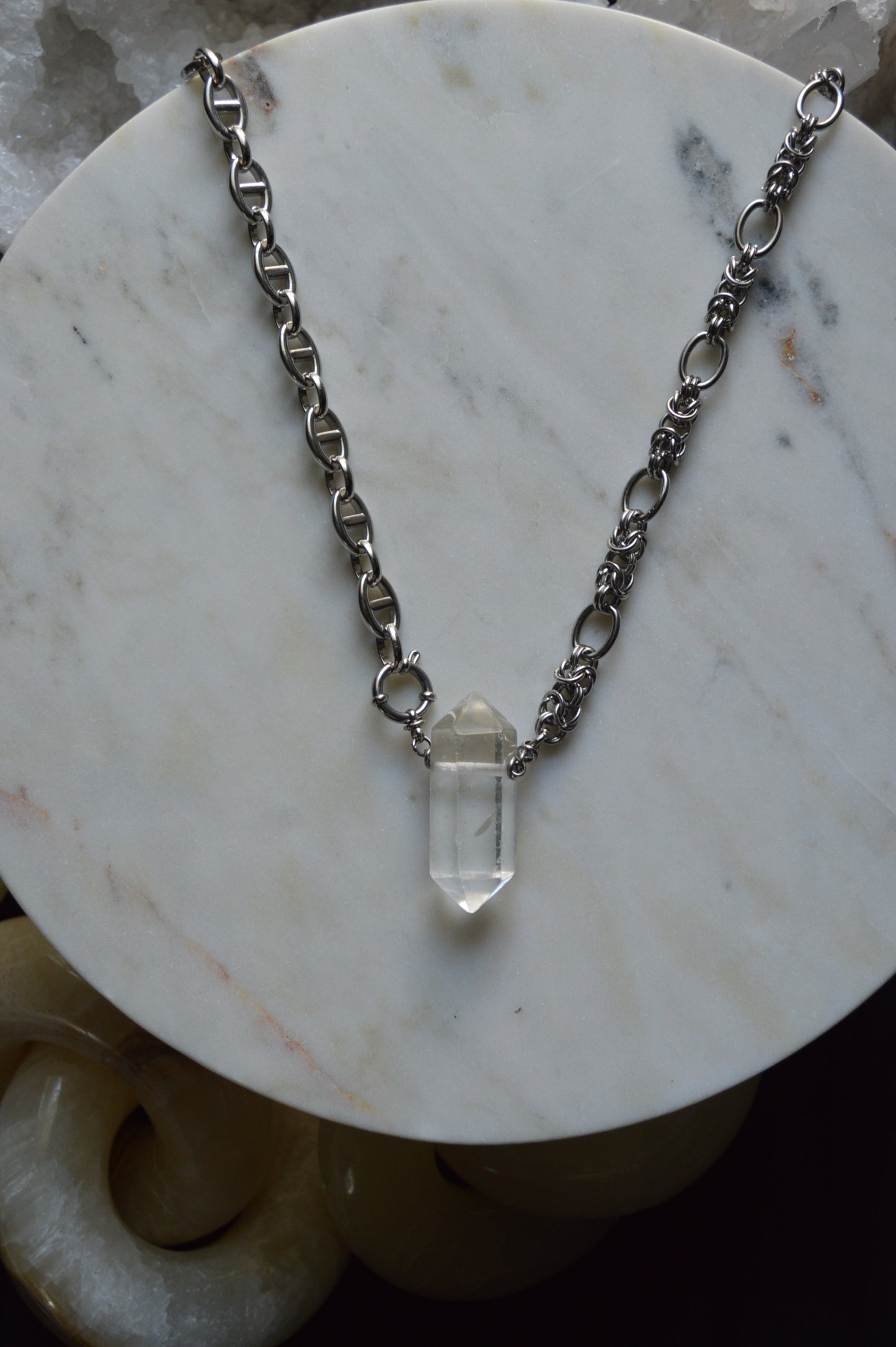 Helix Quartz & Byzantine Link Necklace