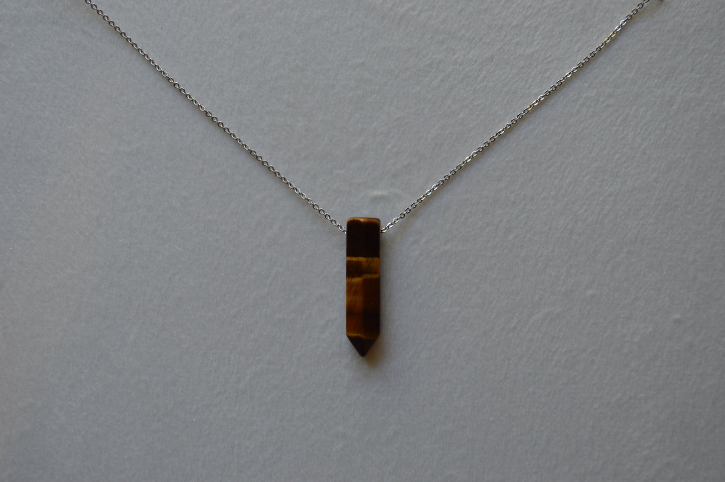 Tiger’s Eye Crystal Bullet Point 18” Necklace w/ Adjustable Slide Bead