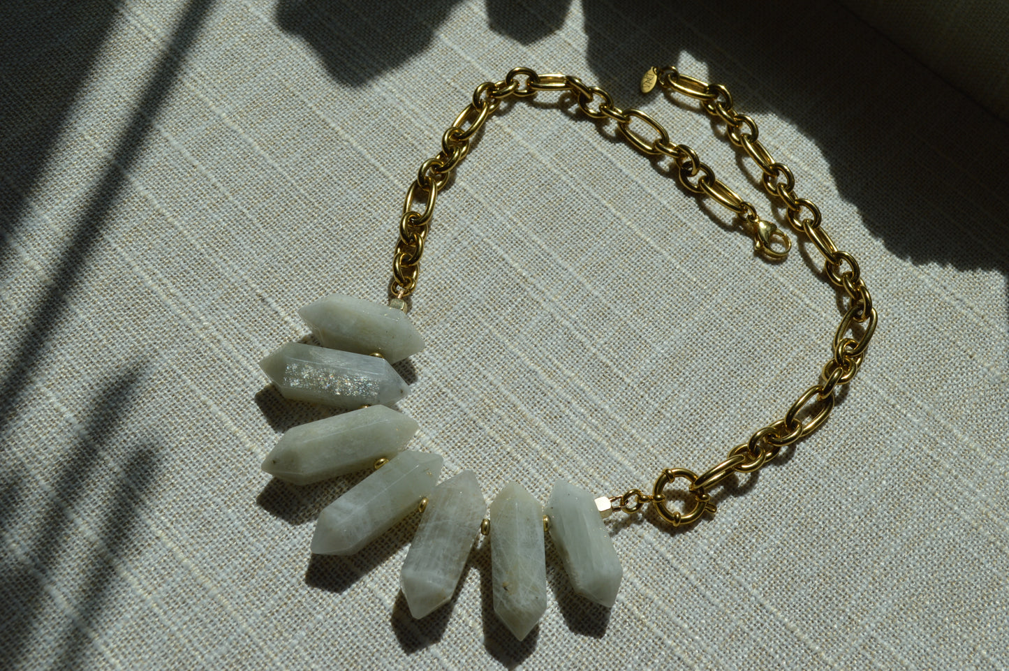7pt Moonstone Stainless Statement Necklace