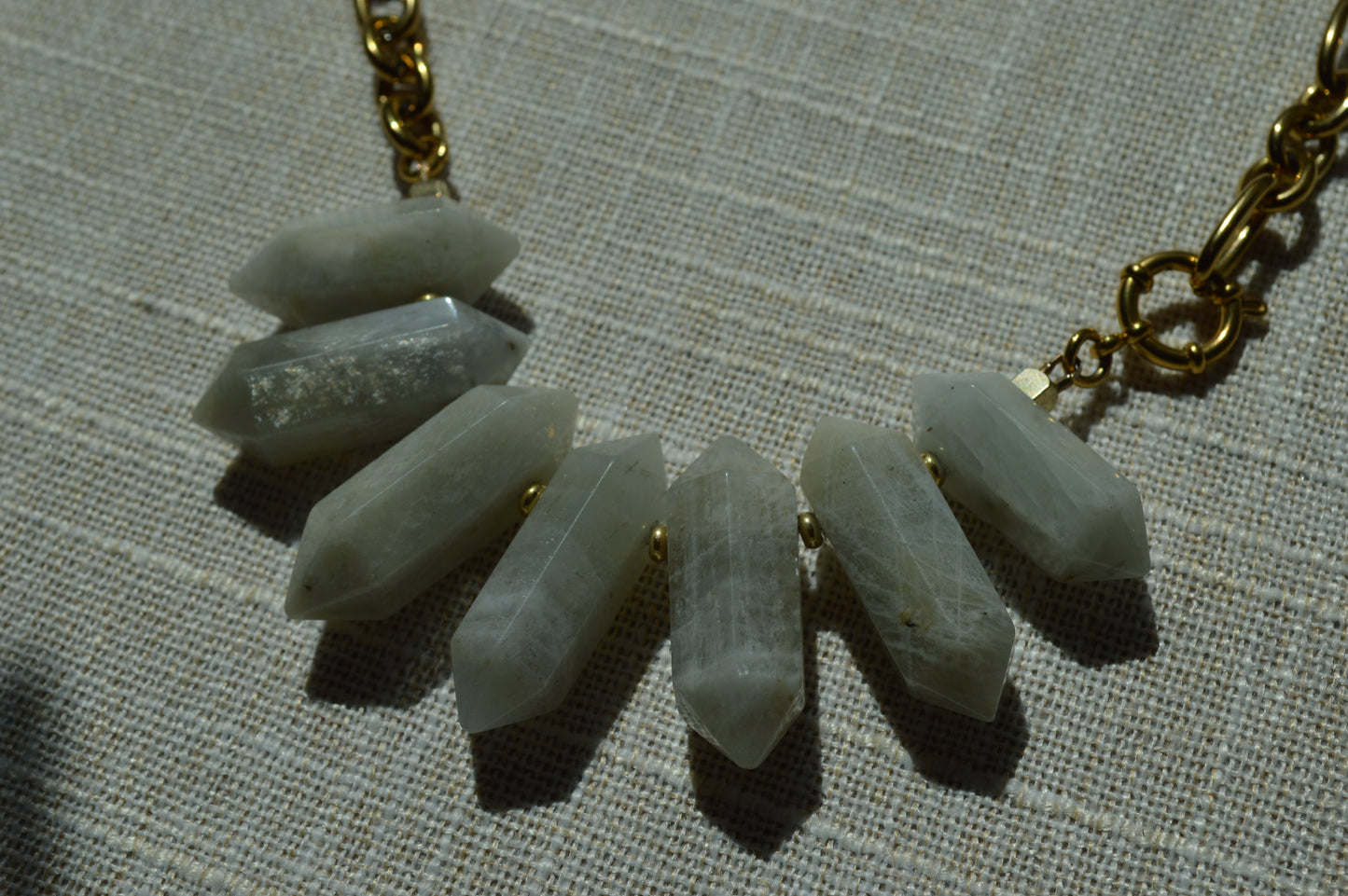 7pt Moonstone Stainless Statement Necklace