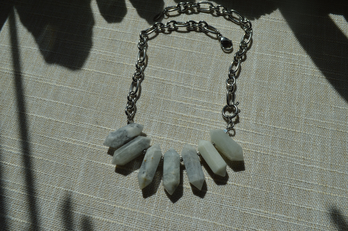 7pt Moonstone Stainless Statement Necklace