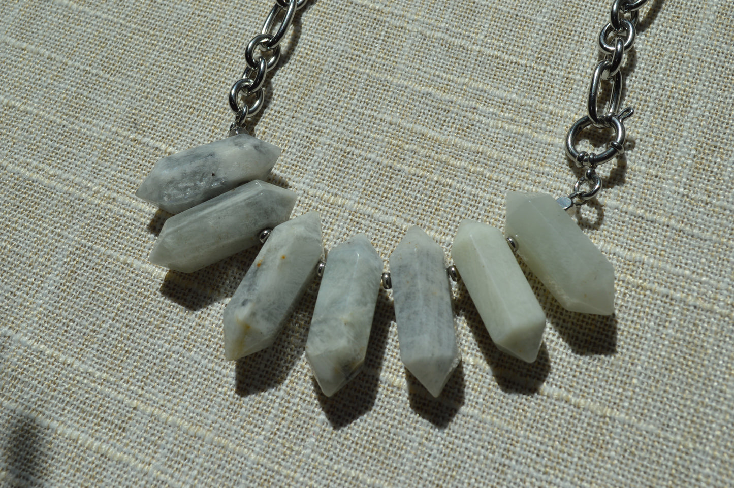7pt Moonstone Stainless Statement Necklace