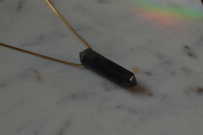 Labradorite Alpha Crystal Point 20" Necklace w/ Adjustable Slide Clasp