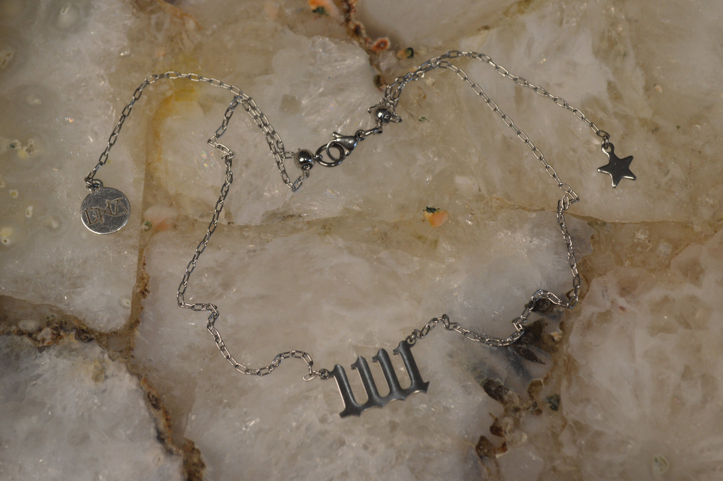 Angelic 1111 17" Charm Necklace w/ Double Adjustable Slide Beads