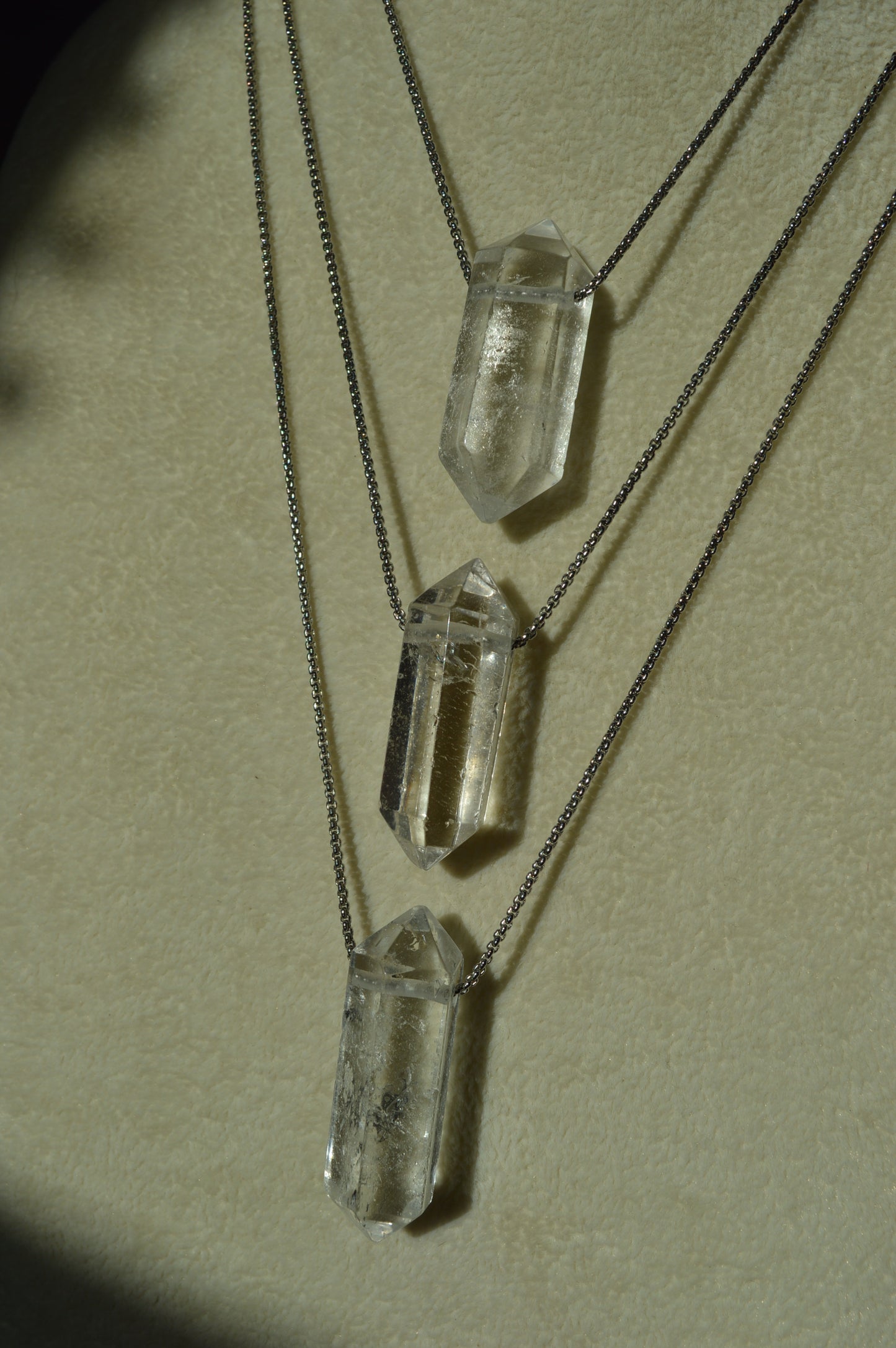 Clear Quartz Alpha Crystal Point 20” Necklace w/ Adjustable Slide Bead