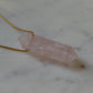 Matte Rose Quartz Alpha Crystal Point 20” Necklace w/ Adjustable Slide Bead