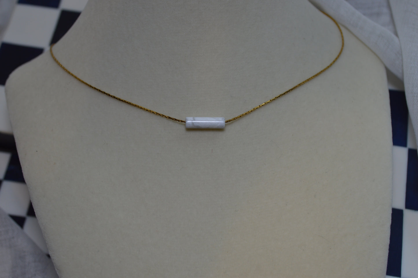 High Roller White Howlite 16" Necklace