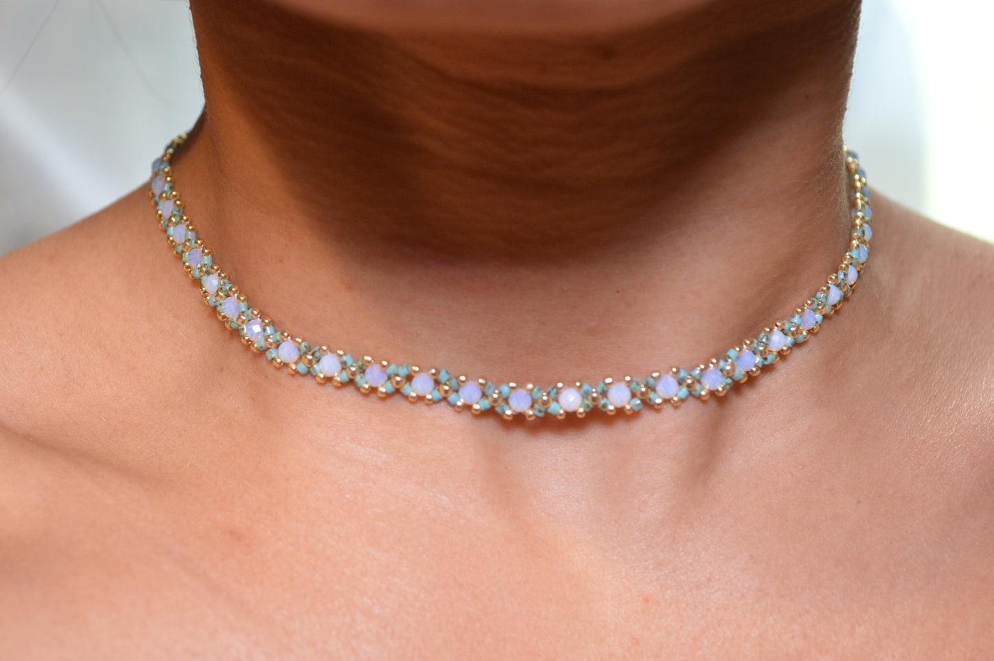 Opalite Delica Silver Healix