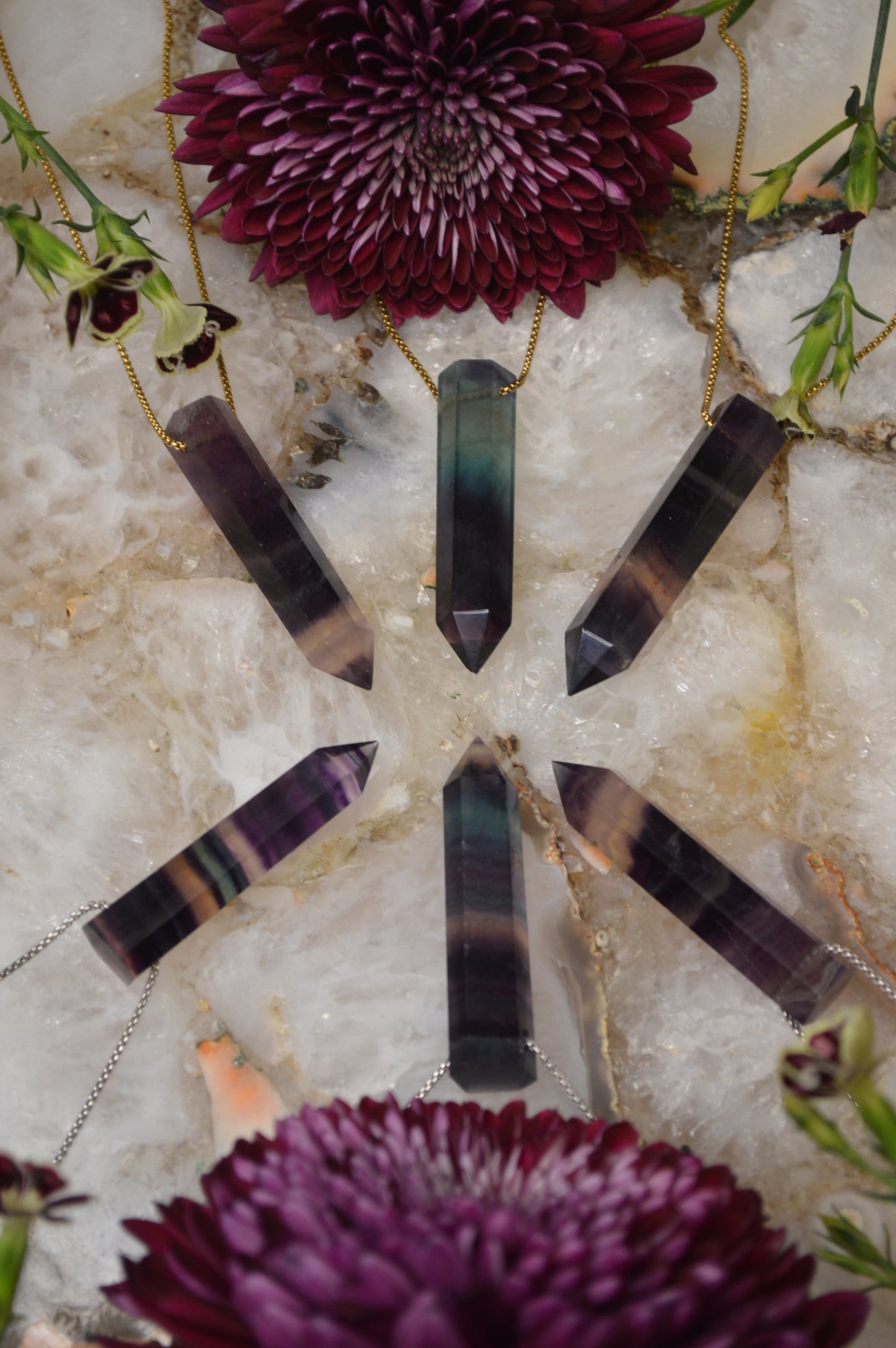 Fluorite Master Point 20” Necklace w/ Adjustable Slide Bead