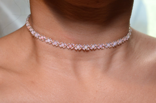 Pink Australian Opal Delica Silver Healix