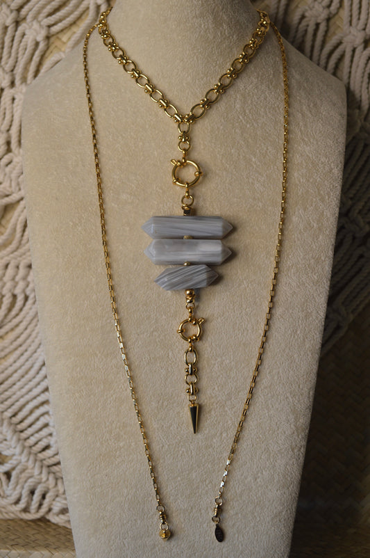 Botswana Cloud Verti Lariat Slide Adjustable 40" Necklace
