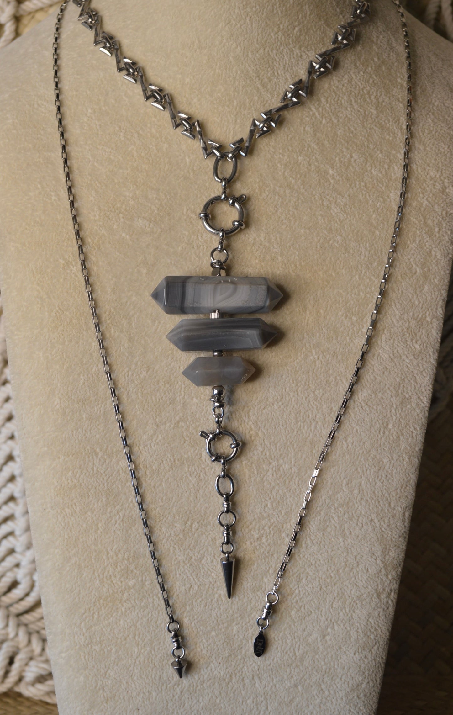 Botswana Thunder Verti Lariat Slide Adjustable 42" Necklace