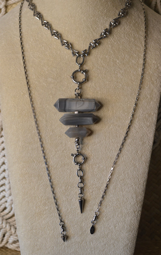 Botswana Thunder Verti Lariat Slide Adjustable 42" Necklace