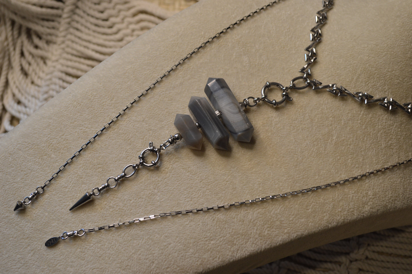 Botswana Thunder Verti Lariat Slide Adjustable 42" Necklace