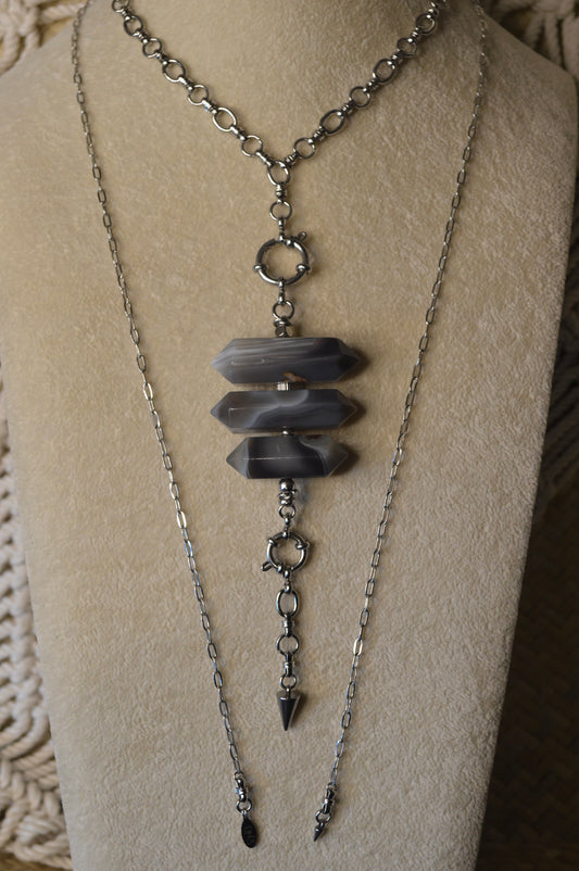 Botswana Storm Verti Lariat Slide Adjustable 40" Necklace