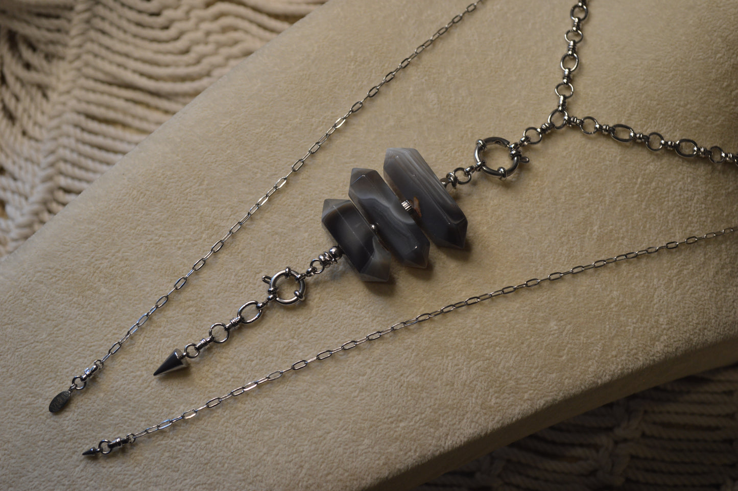 Botswana Storm Verti Lariat Slide Adjustable 40" Necklace