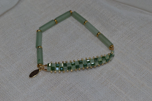 Check Me Aventurine Half Stretch Gold Bracelet