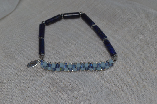 Check Me Lazuli Half Stretch Silver Bracelet