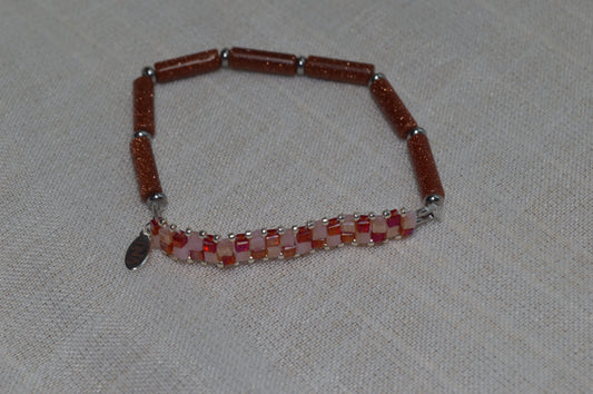 Check Me Goldstone Half Stretch Silver Bracelet
