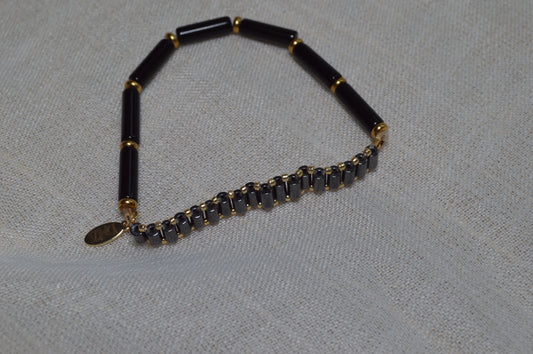 Hematite Obsidian Half Stretch Bracelet
