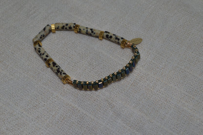 Dalmatian Jasper Half Stretch Bracelet