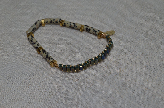 Dalmatian Jasper Half Stretch Bracelet