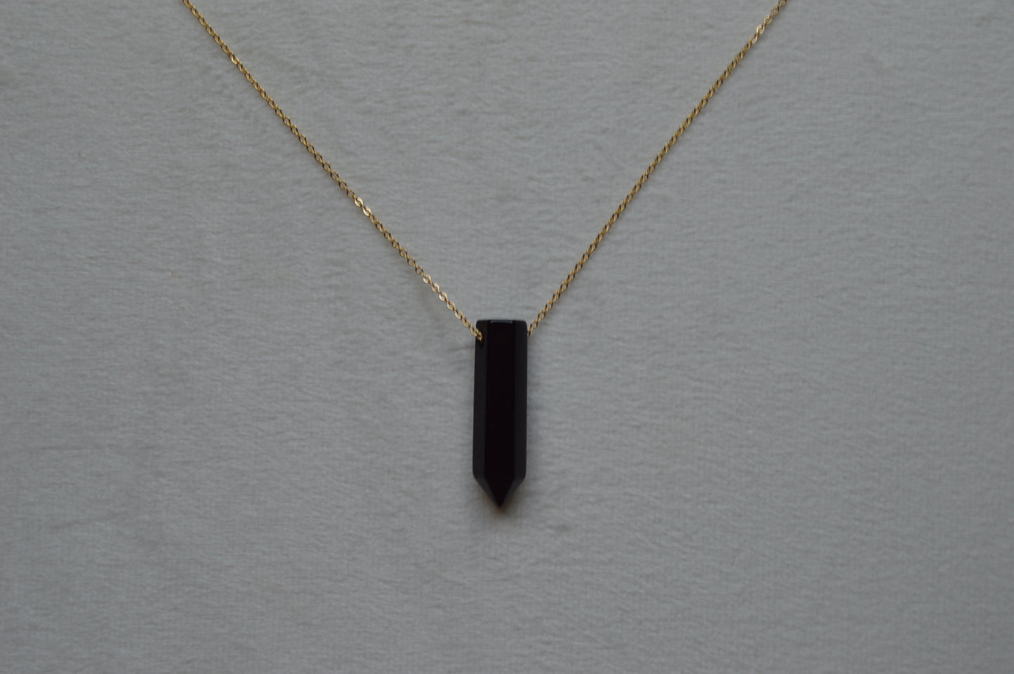 Obsidian Crystal Bullet Point 18” Necklace w/ Adjustable Slide Bead